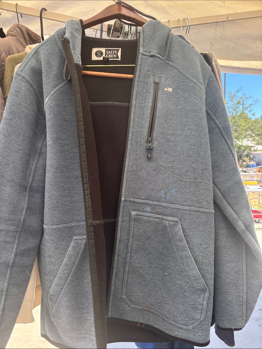 Salty Crew Slate Blue Hooded Zip-Up Jacket